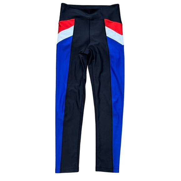 P.E NATION Time Out Colorblock 7/8 Leggings Red Activewear Athleisure EUC Small - Picture 3 of 8